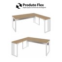 Ver imagem 7 de Mesa L Escritório Industrial 1,50m X 0,70m Pés Metal F5 Cor:macadâmia com Branco