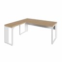 Ver imagem 3 de Mesa L Escritório Industrial 1,50m X 0,70m Pés Metal F5 Cor:macadâmia com Branco