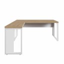 Ver imagem 4 de Mesa L Escritório Industrial 1,50m X 0,70m Pés Metal F5 Cor:macadâmia com Branco