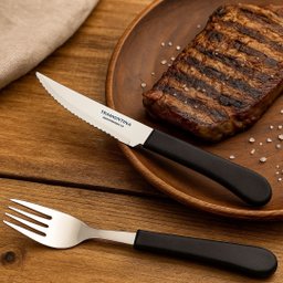 Jogo Talheres Tramontina Leme em Aço Inox e Cabo Preto 18 Peças - 6