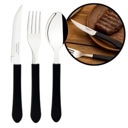 Jogo Talheres Tramontina Leme em Aço Inox e Cabo Preto 18 Peças - 7