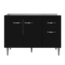 Ver imagem 2 de Balcão de Cozinha Gabriela 3 Portas 1 Gaveta 118cm Preto Fosco AJL Móveis