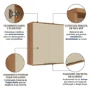 Ver imagem 4 de Armário de Cozinha Aéreo Modulado 100% MDF 2 Portas 80cm Princess Yescasa Freijó/Areia Bege