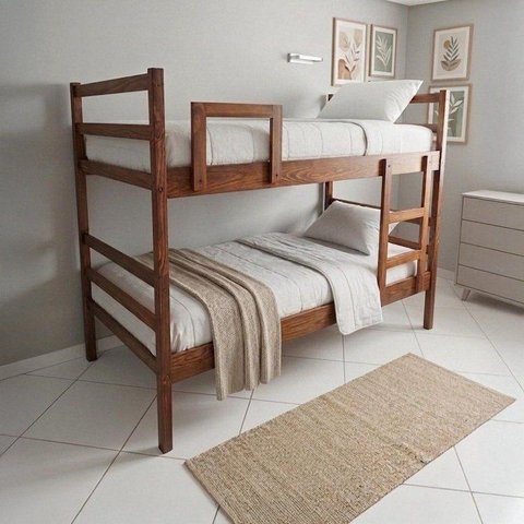Cama Beliche Recife com Escada Ypê Marrom/Ype