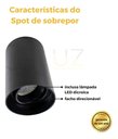 Ver imagem 2 de Kit 4 Spot Sobrepor Redondo Direcionável + Lâmpada Led Mr16 - Preto - Bco Neutro 4000k
