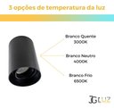 Ver imagem 3 de Kit 4 Spot Sobrepor Redondo Direcionável + Lâmpada Led Mr16 - Preto - Bco Neutro 4000k