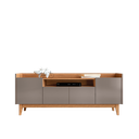 Ver imagem 4 de Rack para TV até 60 Polegadas MDF 158cm Pés em Madeira Maciça 4 Portas 1 Nicho Adria Versátile Cinza