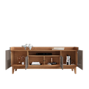 Ver imagem 5 de Rack para TV até 60 Polegadas MDF 158cm Pés em Madeira Maciça 4 Portas 1 Nicho Adria Versátile Cinza