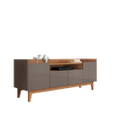 Ver imagem 2 de Rack para TV até 60 Polegadas MDF 158cm Pés em Madeira Maciça 4 Portas 1 Nicho Adria Versátile Cinza