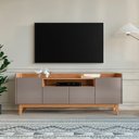 Ver mais imagens de Rack para TV até 60 Polegadas MDF 158cm Pés em Madeira Maciça 4 Portas 1 Nicho Adria Versátile Cinza