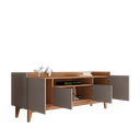 Ver imagem 3 de Rack para TV até 60 Polegadas MDF 158cm Pés em Madeira Maciça 4 Portas 1 Nicho Adria Versátile Cinza