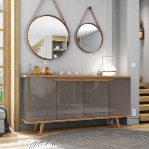 Buffet 160cm 4 Portas Pés em Madeira Maciça Grace Versátile 