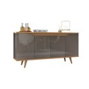 Ver imagem 4 de Buffet 160cm 4 Portas Pés em Madeira Maciça Grace Versátile Cinza/Perola/Noce