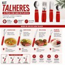 Ver imagem 2 de Kit de Talheres 24 Peças Aço Inox Cabo Plástico Vermelho Utimix