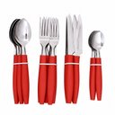 Ver imagem 1 de Kit de Talheres 24 Peças Aço Inox Cabo Plástico Vermelho Utimix