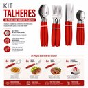 Ver imagem 3 de Kit de Talheres 24 Peças Aço Inox Cabo Plástico Vermelho Utimix