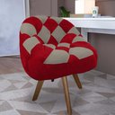 Ver imagem 1 de Poltrona Paloma Escritório Sala Giratória Madeira Suede Vermelho e Suede Cappuccino - Dominic Decor