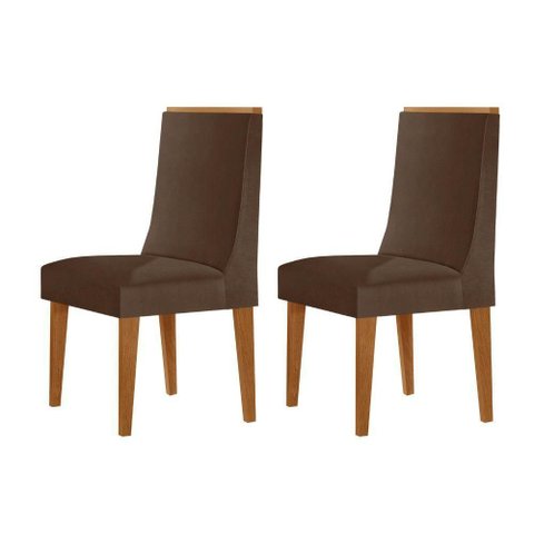 Conjunto com 2 Cadeiras para Sala de Jantar Moderna Mobília Veludo Marrom Naturalle