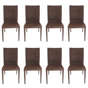 Cadeira Rattan Marrom - Kit com 8