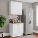 Ver imagem 2 de Cozinha Modulada Americana 2 Peças Aéreo e Balcão 80cm Branco/nature com Tampo Mdp - Móveis Henn