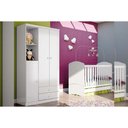 Ver imagem 1 de Quarto de Bebê Completo Bala de Menta 2 Peças (1 Guarda Roupa + 1 Berço) Qi94 Branco - Henn