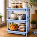 Ver imagem 4 de Estante Azul 3 Andares Multiuso Organizador Brinquedos Polipropileno Modular Fruteira Porta
