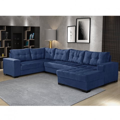 Sofá de Canto 6 Lugares com Chaise Bia Império Estofados