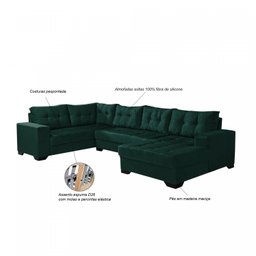 Sofá de Canto 6 Lugares com Chaise Bia Império Estofados - 3