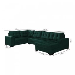 Sofá de Canto 6 Lugares com Chaise Bia Império Estofados - 4