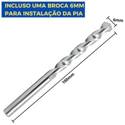 Pia Banheiro 8l + Torneira Branca + Sifão Sanfonado + Engate Flexível + Veda Rosca + Broca - 12