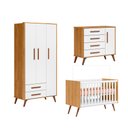 Ver imagem 2 de Jogo Quarto Infantil Q Encanto Retrô 3 Peças Berço Cômoda Guarda Roupa Qmovi