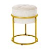 Puff Decorativo Estofado Capitonê Cores em Ferro Dourado:bege (off-white) - 1