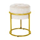Ver imagem 1 de Puff Decorativo Estofado Capitonê Cores em Ferro Dourado:bege (off-white)
