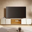 Ver imagem 3 de Rack para Sala de Estar TV 85 pol com LED Pés Industrial 243cm Novare C04 Off White Matte Freij