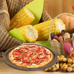 Kit C/ 4 Bandeja para Pizza Madeira Maciça Forma de 35cm - 4