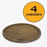 Kit C/ 4 Bandeja para Pizza Madeira Maciça Forma de 35cm - 2