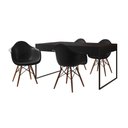 Ver imagem 6 de Mesa Jantar Industrial Preta 137X90Cm Base Ferro Preto Com 4 Poltronas Pretas Cor: Preto