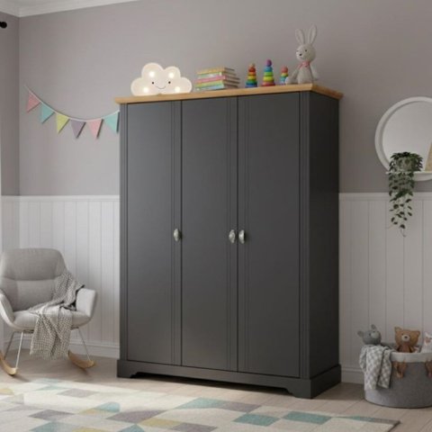 Guarda Roupa Infantil 3 Portas Toledo Cinza