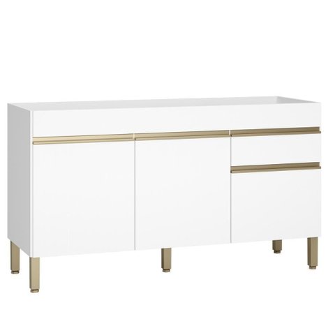 Balcão Gabinete de Pia 150 Cm 3 Portas sem Tampo Kits Paraná Branco Supremo Branco-supremo