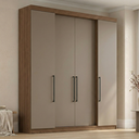 Ver imagem 1 de Guarda Roupa Casal 4 Portas e 4 Gavetas Berlim Nogueira/Fendi Marrom