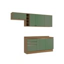 Ver imagem 2 de Armário de Cozinha Completa Garrafeiro 100% Mdf 260cm Nogueira/verde Celeste Kappesberg