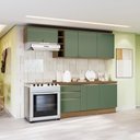 Ver imagem 1 de Armário de Cozinha Completa Garrafeiro 100% Mdf 260cm Nogueira/verde Celeste Kappesberg
