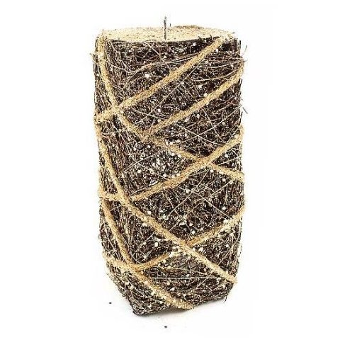 Porta Vela Aramado 20x8cm Retang Cor Chumbo C/prateado Ratan Fino G/glitter Opp