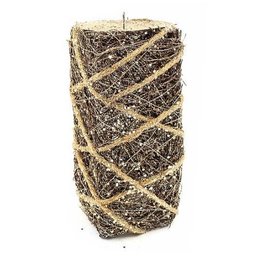 Porta Vela Aramado 20x8cm Retang Cor Chumbo C/Prateado Ratan Fino G/Glitter Opp - 1