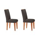 Ver imagem 4 de Conjunto: Mesa de Cozinha Jade Tampo Madeirado C/ Vidro Canto Curvo 180x90 e 6 Cadeiras Londrina