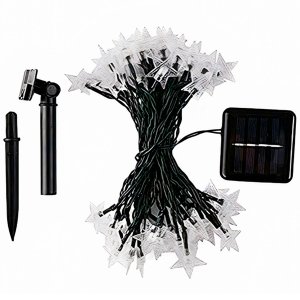 Pisca Cordão Estrelas Solar Externo Jardim 20leds 5m Branco