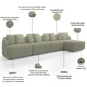 Ver imagem 4 de Sofá 5 Lugares com Chaise Direito Sala Living 328cm Arlo F04 Bouclê Oliva - Lyam Decor
