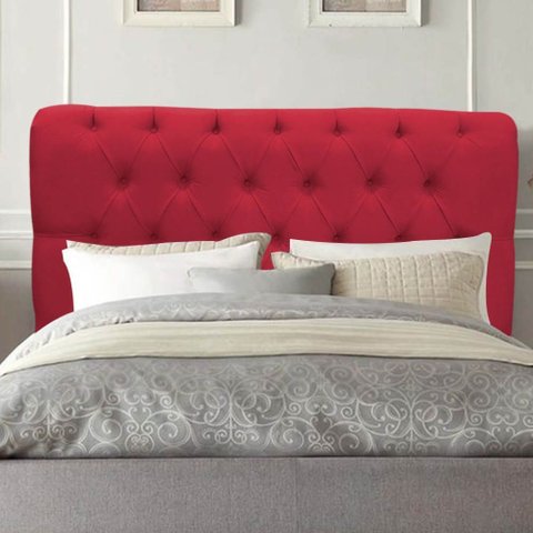 Cabeceira Estofada Cama Box King 195cm París Corino Vermelho- Mabe Magazine