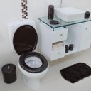 Ver imagem 7 de Assento Tampa Vaso Sanitário Oval Almofadado Preto + Kit Para Banheiro 5 Peças Branco