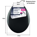 Ver imagem 3 de Assento Tampa Vaso Sanitário Oval Almofadado Preto + Kit Para Banheiro 5 Peças Branco
